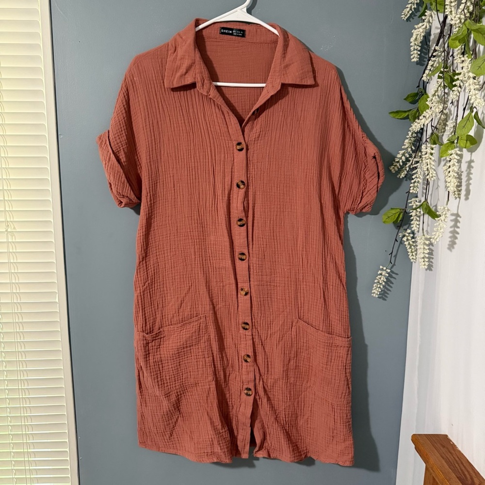 ☀️Button-up dress/ 100% cotton/SHEIN